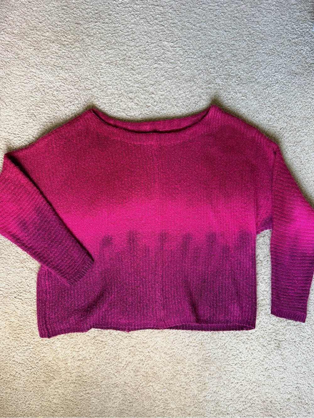 True Craft Womens Fuchsia Ombre Oversized Knit Sweater